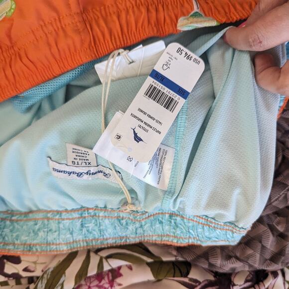NEW Men's Tommy Bahama Orange Embroidered Margarita Swim Trunks XL - Picture 4 of 4